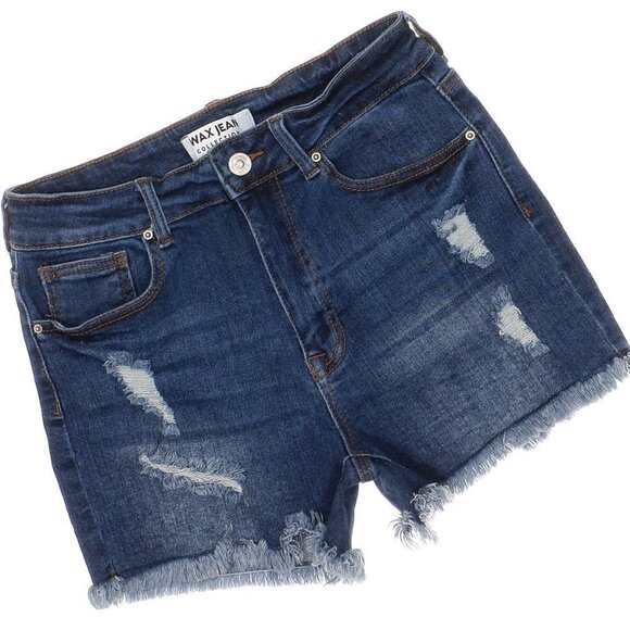 Wax Jean Shorts Junior Size L High Rise Distressed Super Stretch W28 - Picture 2 of 6